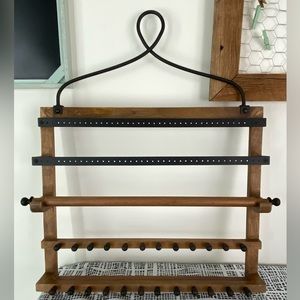Pottery Barn Mango Wood Wall Mounted Jewelry Organizer